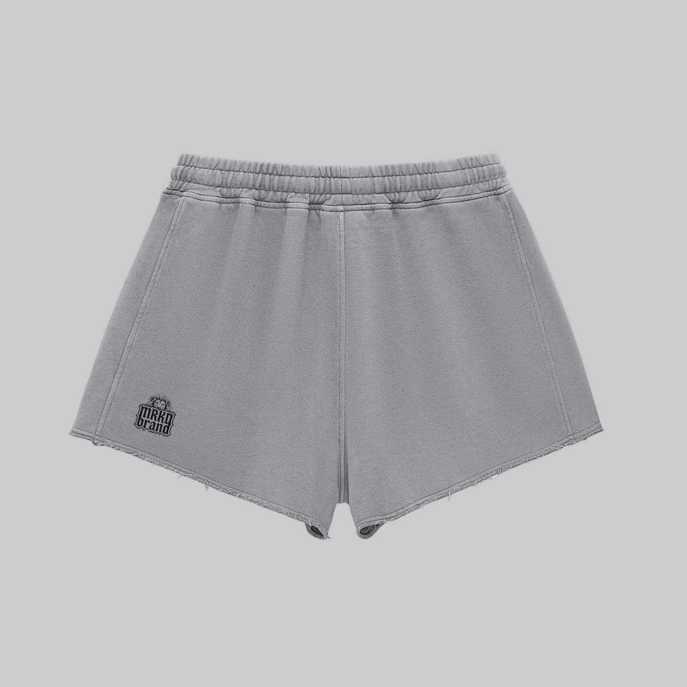 Snow Washed Raw Edge Drawstring Shorts