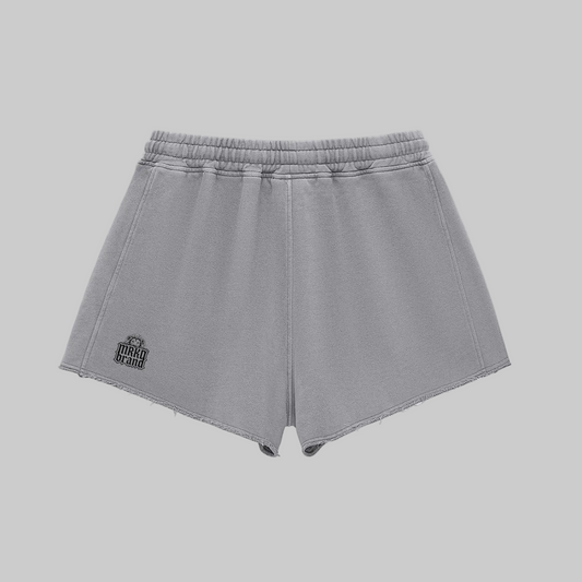 Snow Washed Raw Edge Drawstring Shorts