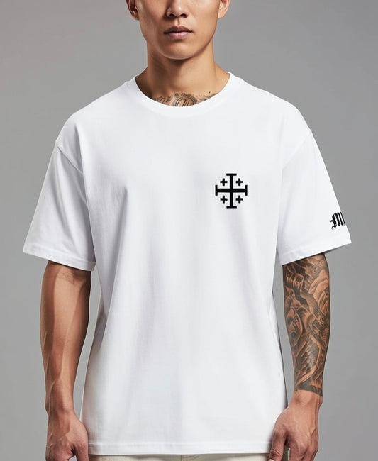 DEUS VULT CROSS oversized high neck t-shirt