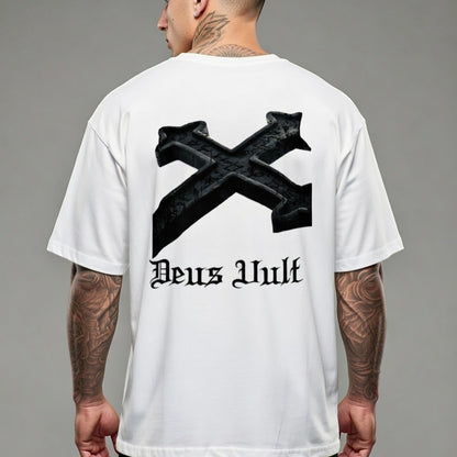 DEUS VULT CROSS oversized high neck t-shirt