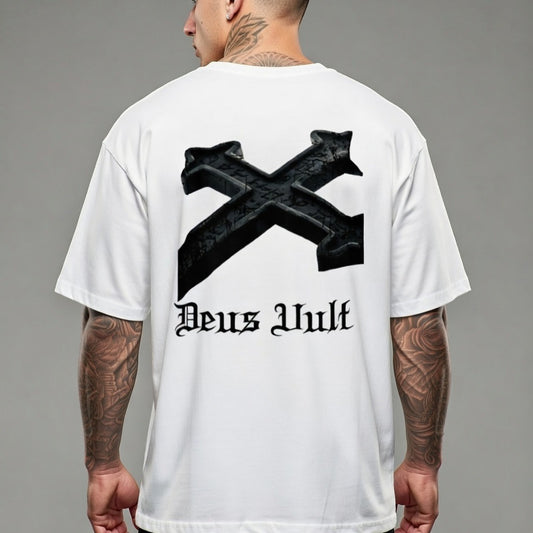 DEUS VULT CROSS oversized high neck t-shirt