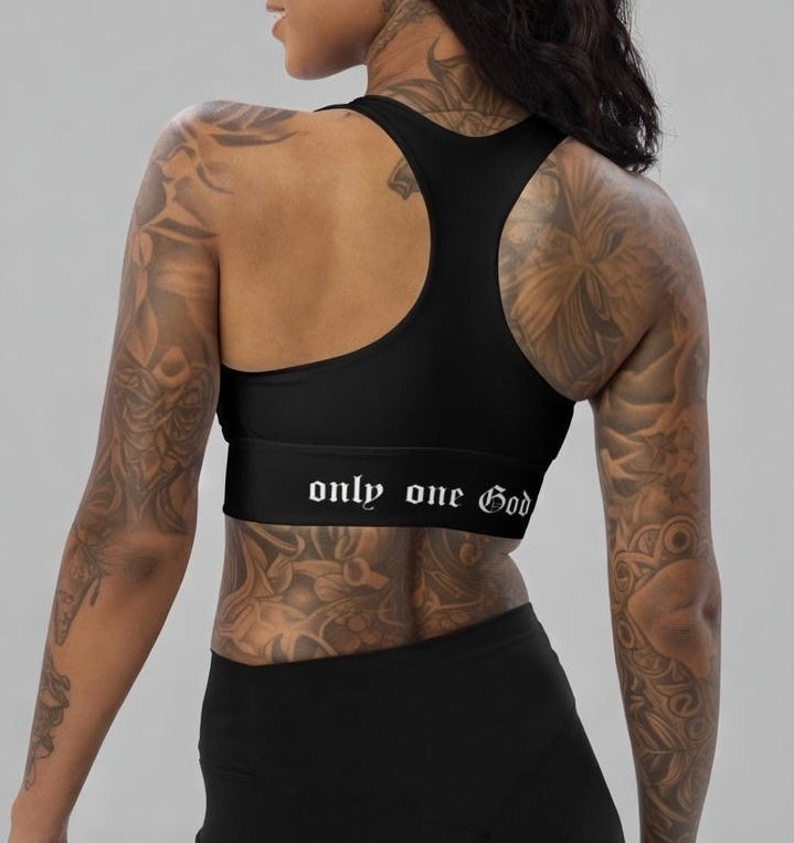 MRKD BRAND "Lion head" Longline Sports Bra in Black