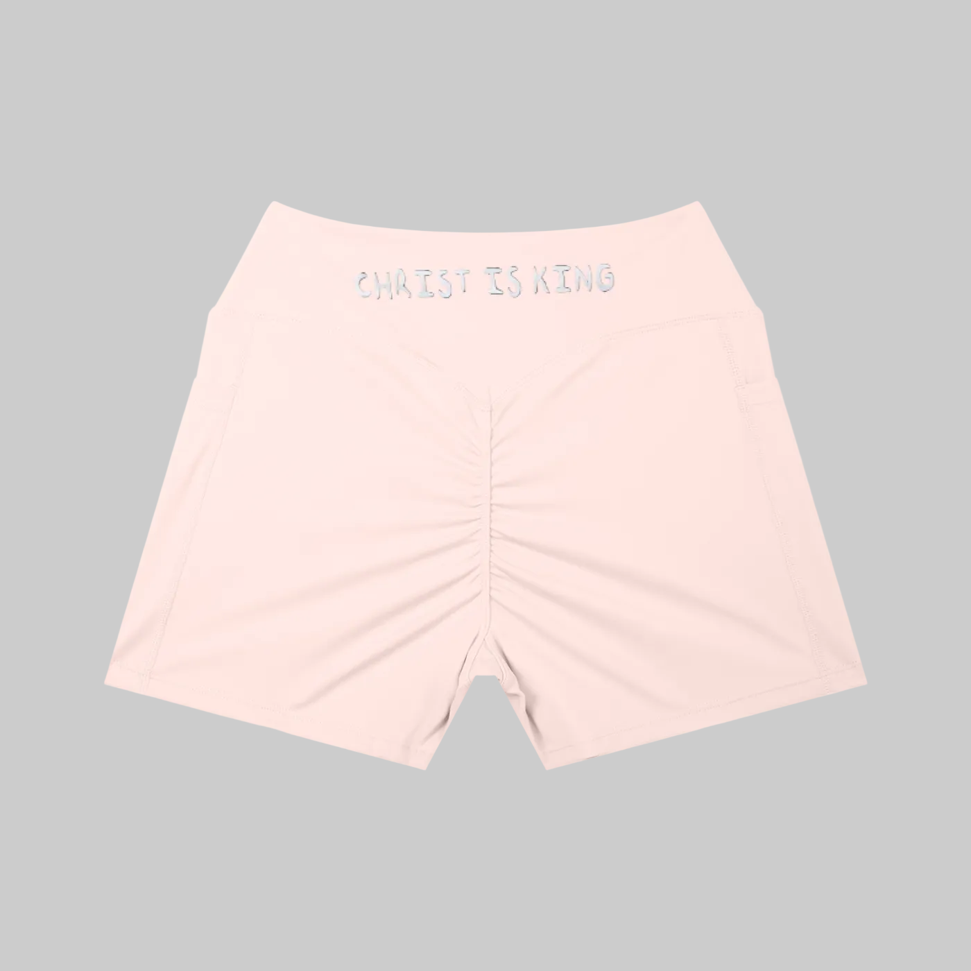 Women’s High Rise Pocket Christ is King Yoga Shorts