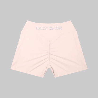 Women’s High Rise Pocket Christ is King Yoga Shorts